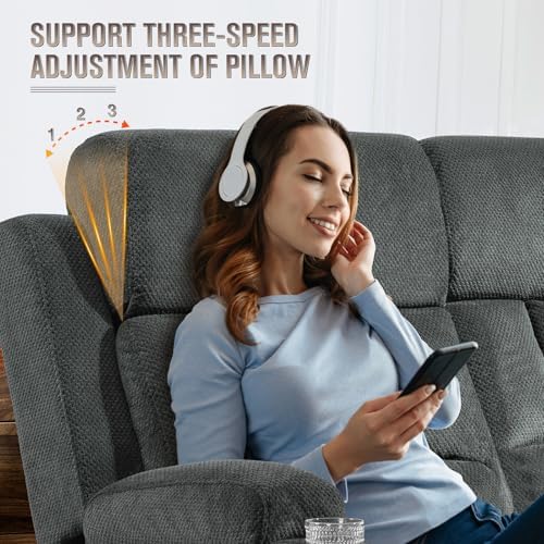 Loveseat Recliner Sofa, Flip-Down Middle Backrest Design, Oversized 3-Seater - Image 5