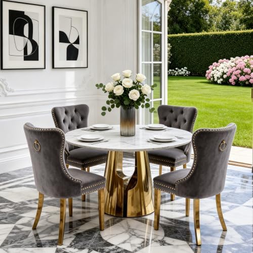 45” Round Dining Table Set For 4, Kitchen Table by Unknown