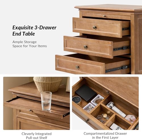 HULALA HOME Farmhouse 3 Drawer End Table - Image 5