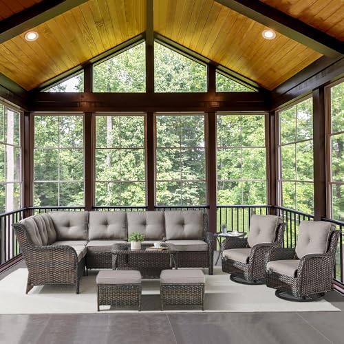 Belord 8 Piece Wicker Patio Furniture Set, Outdoor Swivel Rocker Chairs Set of 2 by Belord