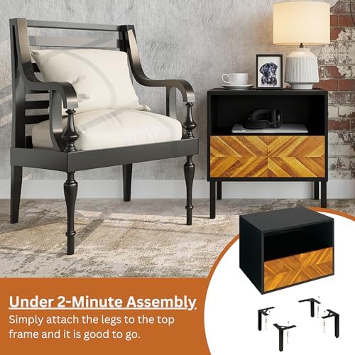 Bme Vivian Solid Wood Nightstand, End Table, Bedside Table - Image 3