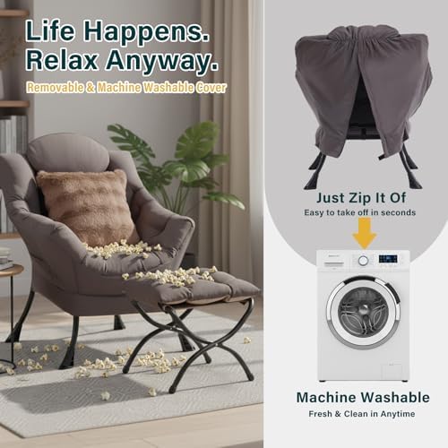 Lazy Chair with Ottoman, Comfy Reading Chair - Image 6