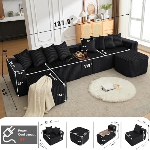 ivoros 137 Inch Modular Sectional Sofa Couch, Oversized Modern Cloud Couch - Image 3