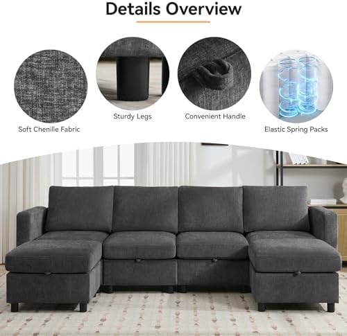 WUTUTUEE 83”Modular Convertible L Shaped Couch Set - Image 3