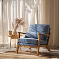VINGLI Solid Wood Wide Armrests Accent Chair, Upholstered Mid Century Modern by VINGLI