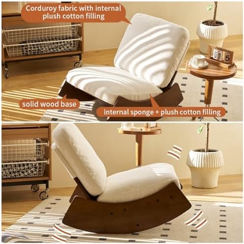 Armless Rocking Lounge Chair, Upholstered Glider Chair - Image 4