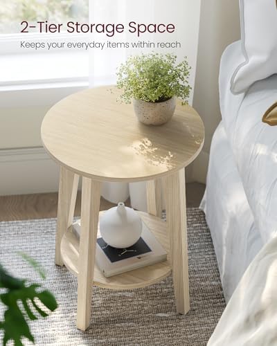 VASAGLE Round Side Table with Lower Shelf, End Table - Image 4