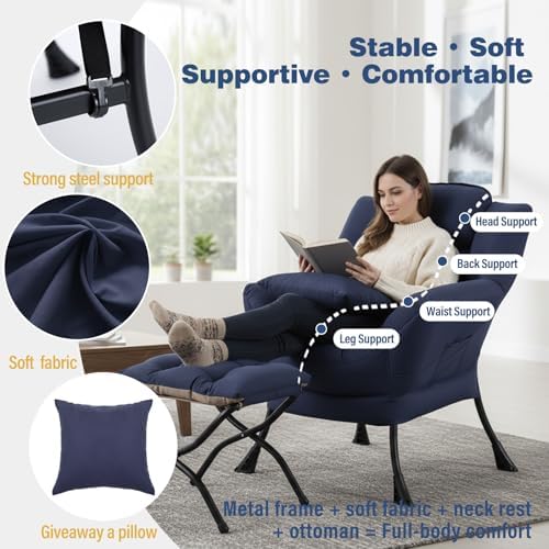 Lazy Chair with Ottoman, Comfy Reading Chair - Image 3