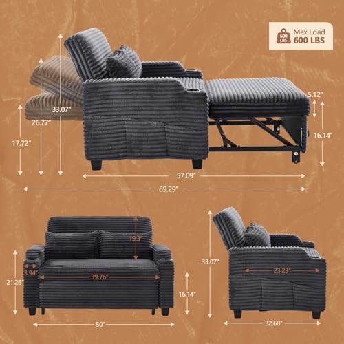 VINGLI Loveseat Sleeper Sofa Couch - Image 3