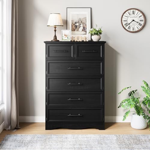 YANSNWO Black 6 Drawer Dresser for Bedroom - Image 6