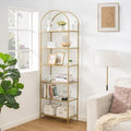 Homhedy 6-Tier Tall Gold Bookshelf, Arched Bookcase by Homhedy