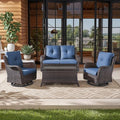 Belord 4 Piece Patio Wicker Furniture Set, Outdoor Swivel Rocker Chairs by Belord