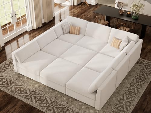 Oversized Modular Sectional Sleeper Sofa Bed Cloud Couches White - Image 4