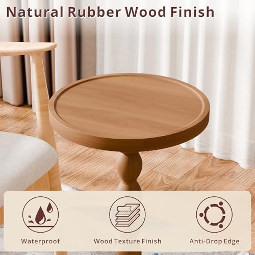 Small Round Side Table, Rubberwood‌ Drink Table - Image 5