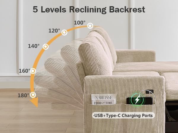 Vipbear 104" Sectional Sleeper Sofa Bed - Image 5