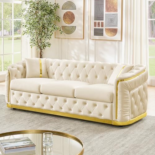 84.6" Mid Century Modern 3 Seater Chesterfield Sofa Couch by WINFORCE