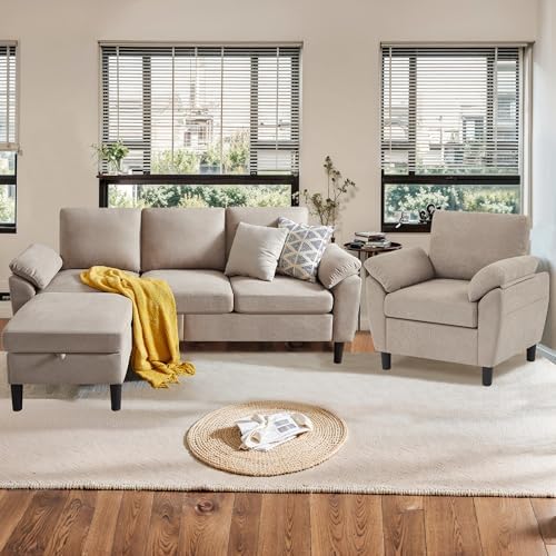 Sectional Sofa Set, 2 Pieces 3 Seat L Shape Couch by soscana
