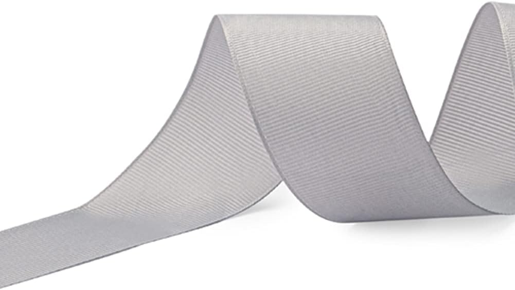 LIUYAXI 1-1/2" X 50 Yards Solid Silver/Grey Grosgrain Ribbon, Perfect for Crafts, Wedding Decor, DIY Hair Accessories, Sewing, Gift Package Wrapping and More