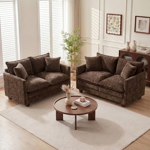 Loveseat Sofa Couch 2 Piece Set, Small Compact 50" Love Seat 27" Deep Cloud by MUDANT