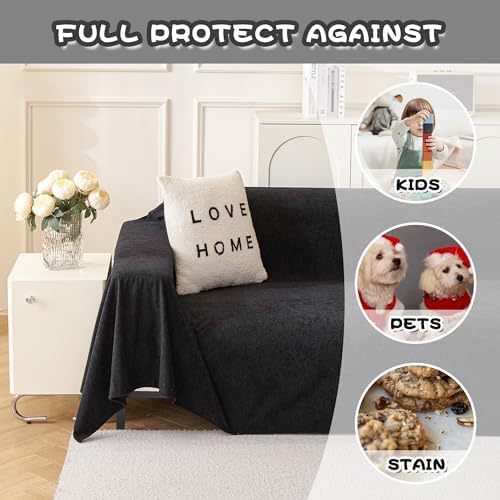 MYSKY HOME Black Couch Covers for Sectional Sofa, Couch Cover L Shape Couch - Image 3