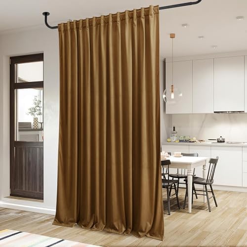 StangH Gold Brown Velvet Blackout Curtains - Image 2