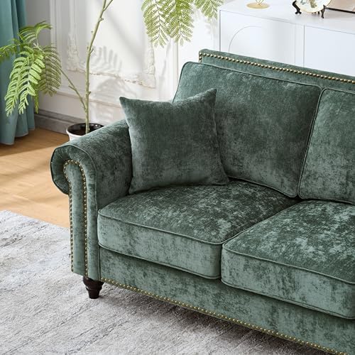86.5" Classic Chenille Sofa Couch 3-Seater | Chesterfield Style - Image 4