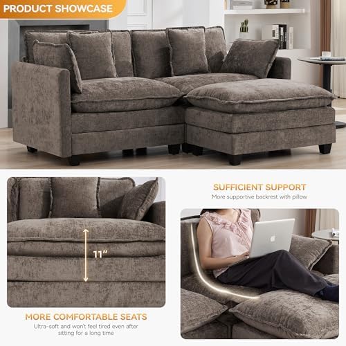 76'' L Shaped Sectional Cloud Couch, Modular Sofas - Image 3