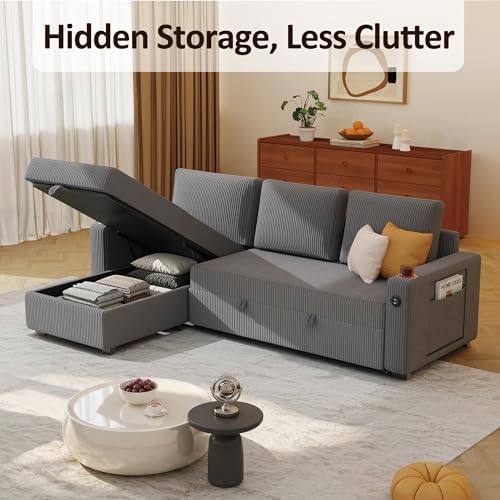 Ball & Cast 80" Sectional Sleeper Sofa Bed Pull Out Couches - Image 5