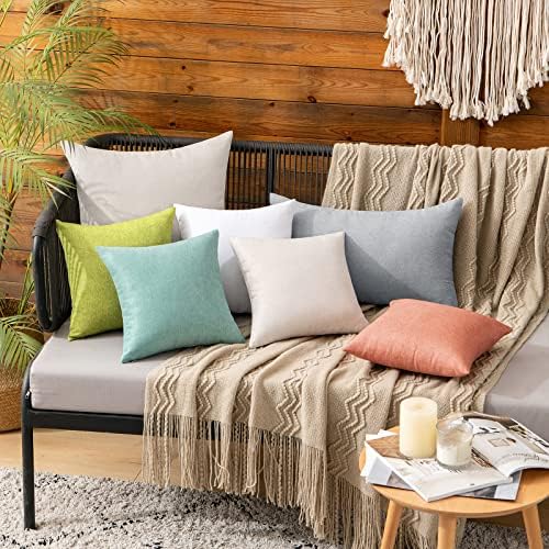 MIULEE Decorative Outdoor Pillow Covers Waterproof 12x12 Teal - Image 5