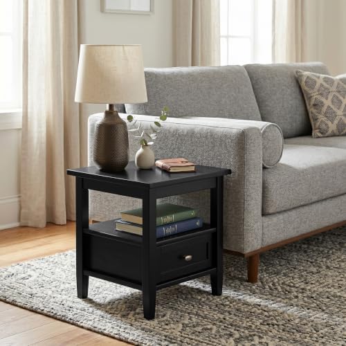 SIMPLIHOME Warm Shaker 20" Wide Solid Wood Square End Table in Black - Image 2