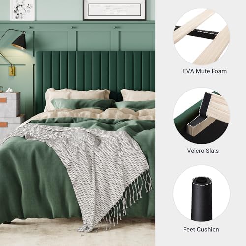 Allewie King Bed Frame, Velvet Upholstered Platform Bed - Image 5