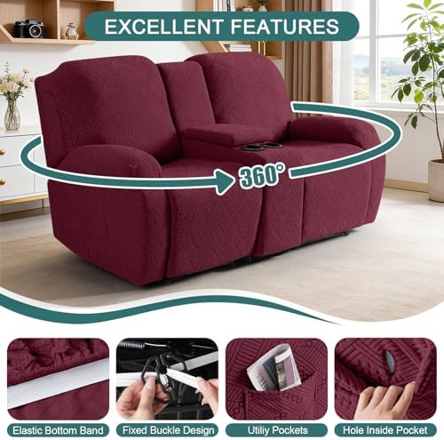 Ruaozz Stretch Loveseat Recliner Cover - Image 5