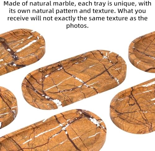 Natural Marble Tray Oval, Rainforest Brown - Image 4