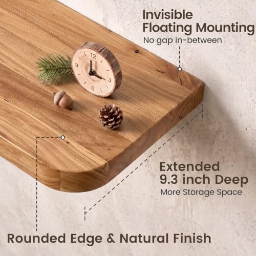 24 inch Floating Shelves for Wall, Elm Wood Rounded Edge - Image 4