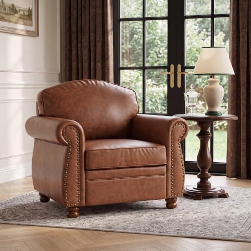 Vintage Oversized Faux Leather Chair Set of 2 - Image 3