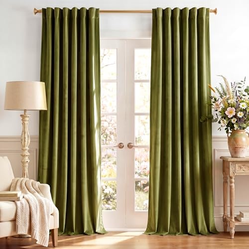 StangH Olive Green Velvet Luxury Drapes by StangH