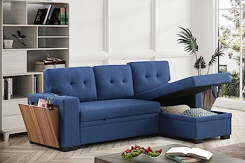 Ball & Cast L-Shape Reversible Sectional Sleeper Sofa Bed, 4 in 1 Pull Out Couch - Image 6
