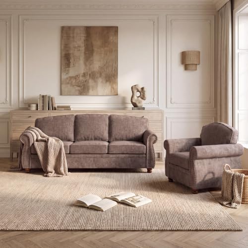 Traditional Chenille Couch Sofas - Image 7