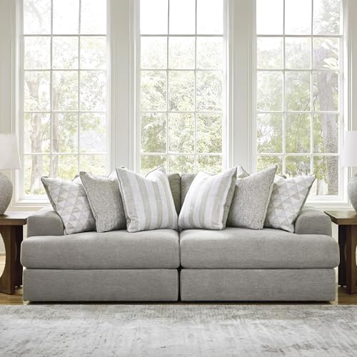 Signature Design by Ashley Deep Seat Modular Sectional Loveseat, Ash Gray - Image 2