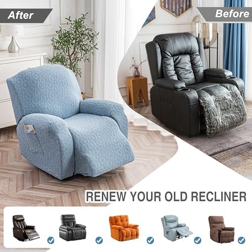Genina Waterproof Recliner Chair Cover, XL-1 Seat Couch Cover, Light Blue - Image 5