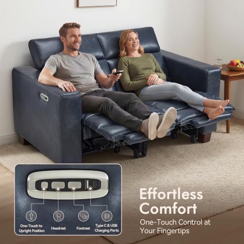 MCombo Zero Wall Hugger Power Loveseat Recliner Sofa, HL198M1 Pacific - Image 6