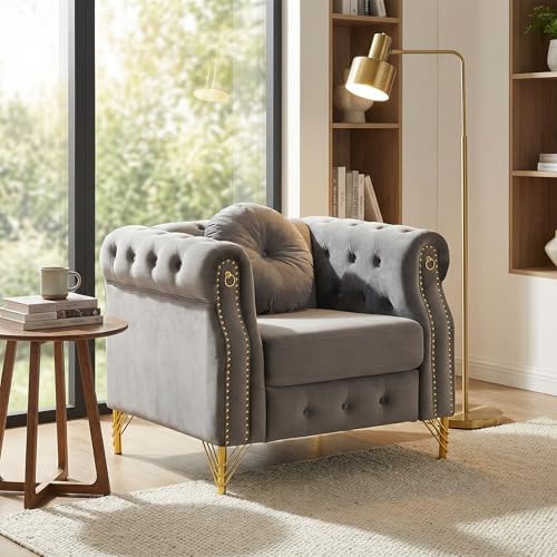 37" Velvet Chesterfield Single Sofa Sets by Unknown