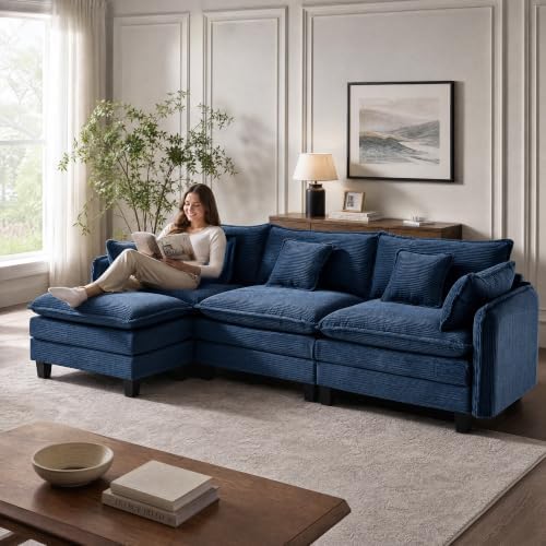 Corduroy Cloud Couch Modular Sectional Sofa, Oversized Deep Seat Modern by VBONDA