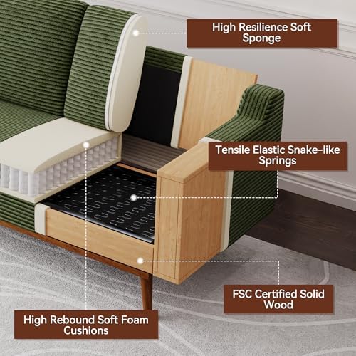 Vipbear 65.4" Loveseat Sofa, Mid-Century Modern Small Couches - Image 4