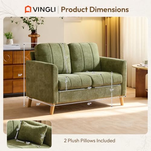 VINGLI 47.2" Tufted Chenille Loveseat, 7.9" Thick Padded Back - Image 3