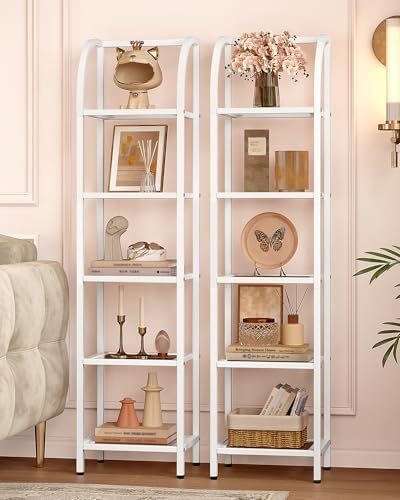 Hzuaneri Bookcase Bookshelf, Tempered Glass Arched Bookshelf - Image 4