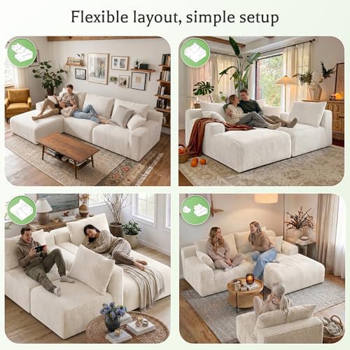 Homkdom Modular Sectional Sofa for Apartment, Left Facing Chaise - Image 5