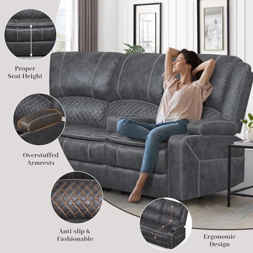4 Seater Reclining Sofa Set, Modern Living Room Couch Set - Image 6