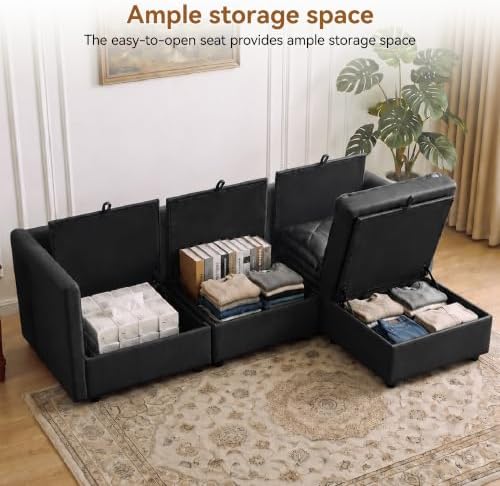 80" Black Faux Leather Storage 3 Seater Sofa - Image 3