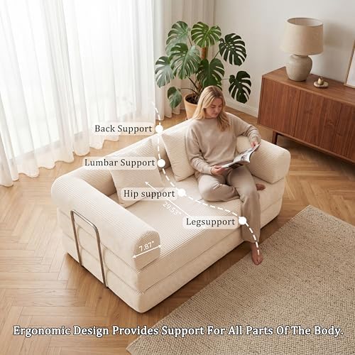 Futon Sofa Bed Modular Loveseat Sleeper Folding Pull Out Couch - Image 6